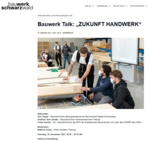 bauwerk talk – 5: ZUKUNFT HANDWERK